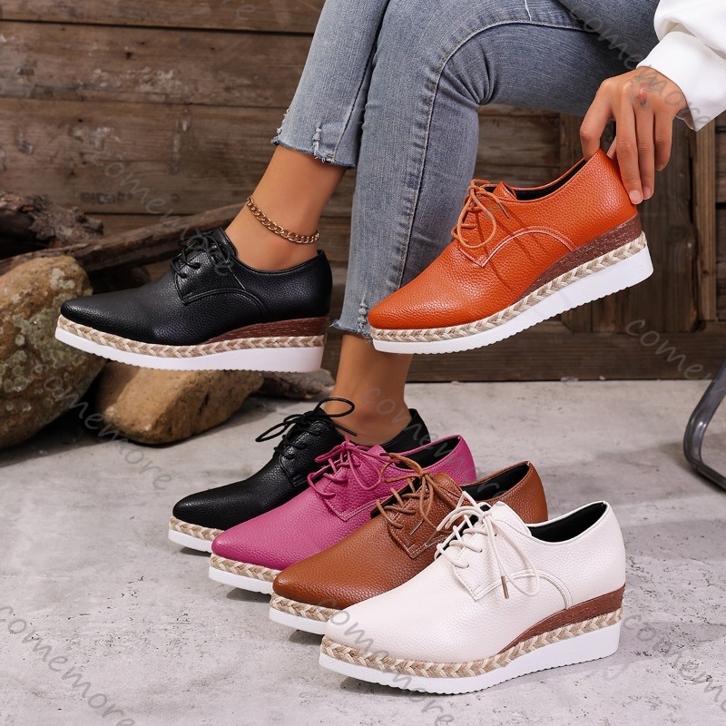 Oxford Lace Up Women - Scarpe Oxford con Zeppa in Pelle