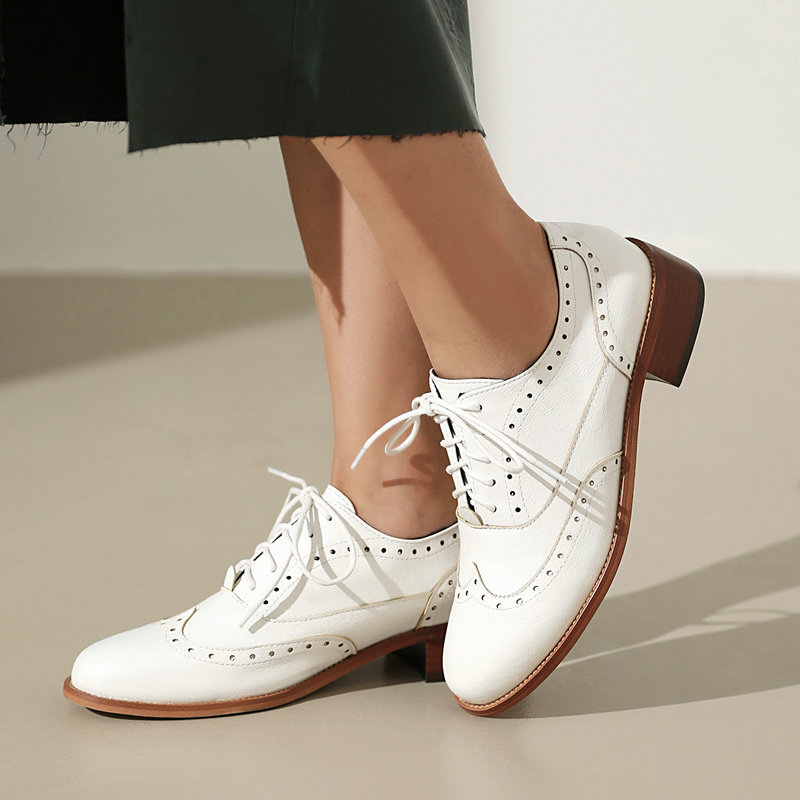 Oxford Lace Up Women - Scarpe Oxford Brogue da donna con