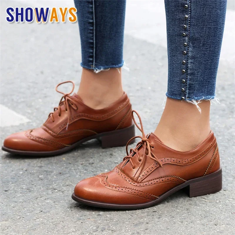 Oxford Lace Up Women - Scarpe basse inglesi da donna Oxford