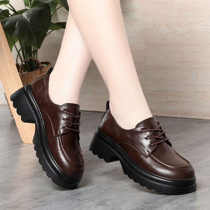 Oxford Lace Up Women - Scarpe Oxford in morbida pelle vintage