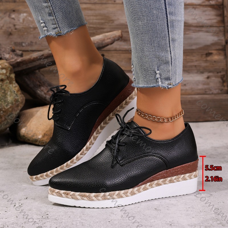 Scarpe Oxford con Zeppa in Pel - Oxford Lace Up Women recensione e prezzo