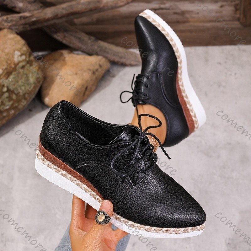 Scarpe Oxford con Zeppa in Pel - Oxford Lace Up Women recensione e prezzo